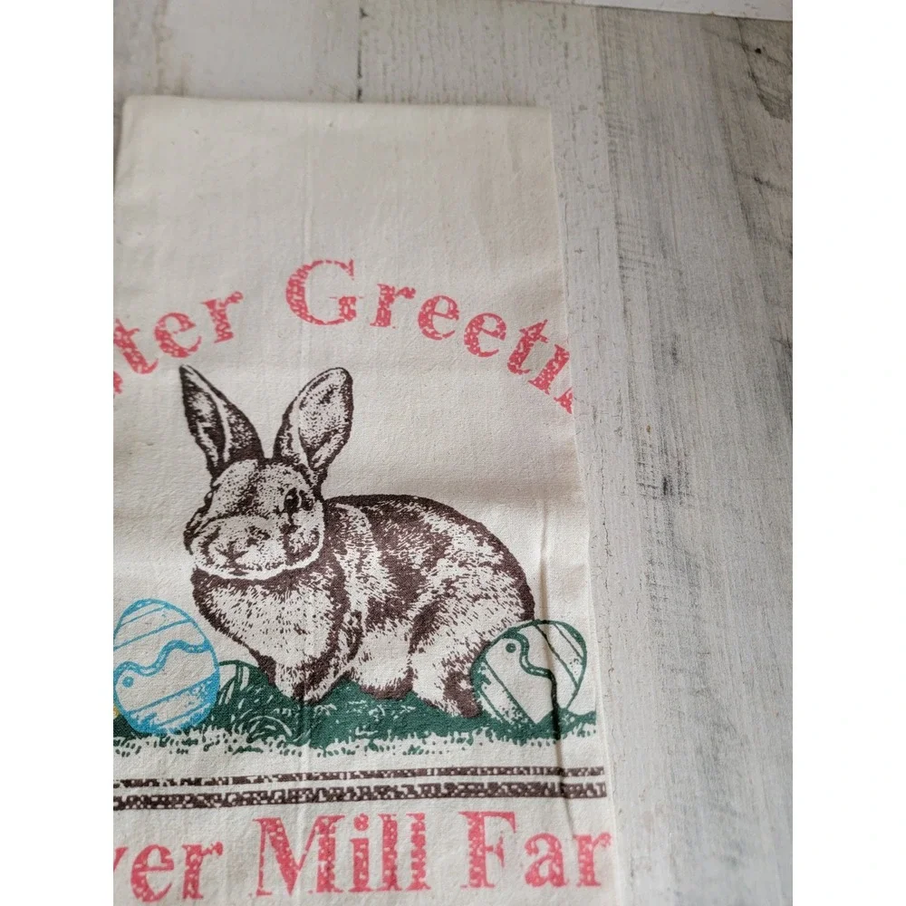 Easter greetings Sawyer Mill Farm bunny‎ kitchen towel spring accessory